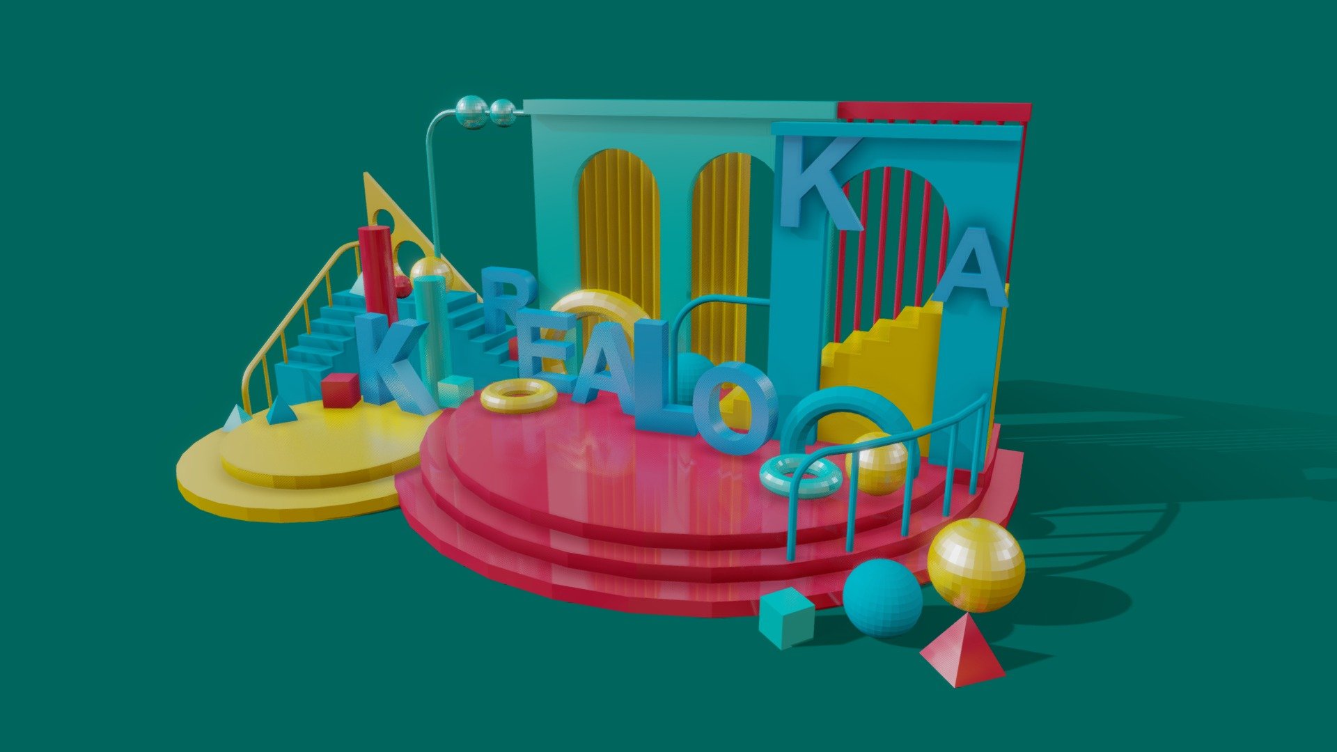 Booth Exhibition - Krealoka - Buy Royalty Free 3D model by JD (@jond.hendri) 3d model