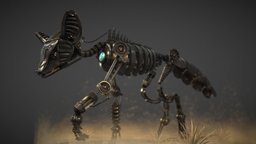 Fox Rover skeleton, steampunk, mechanical, fox, designer, metal, substance, robot