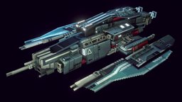 Heavy Fighter Spaceship cruiser, spacecraft, cyberpunk, scrap, titan, metal, blockbench, lowpoly, voxel, futuristic, ship, space, spaceship, pixelart