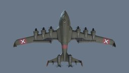 Shmup-Style Bomber Plane nuclear, airplane, bomber, huge, atomic, giant, propeller, aircraft, dieselpunk, fictional, vehicle, plane, war