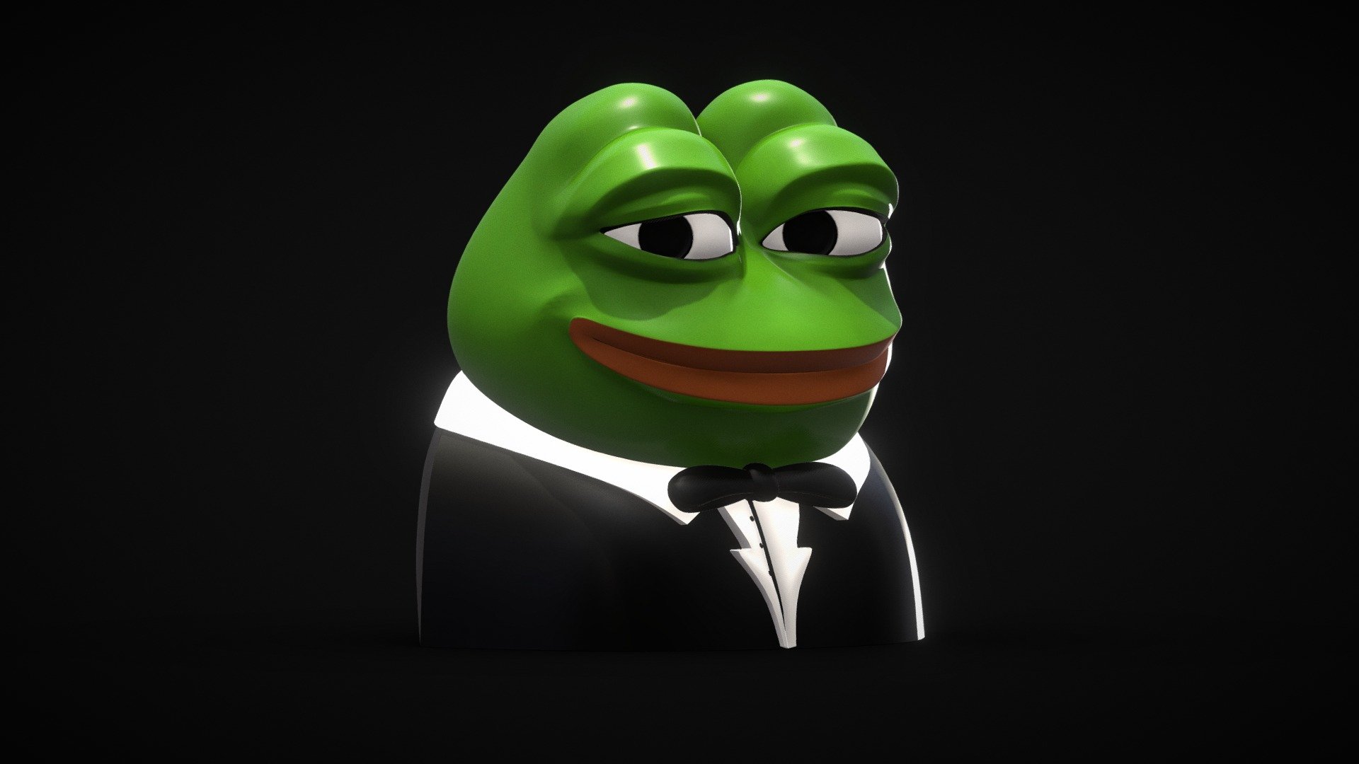 I also 3D print these for sale!  You will find me on Etsy with the name Aeon 3D.

Solid and confident pepe wearing a suit , faithful to the original, following my personal style.

Model features:




a single 4096x4096 texture

smoothable quad geometry

original .blend file, fully editable (detail up to 350k polys)

lowpoly (8.2k tris) version

high detail (114k tris) version
 - Tuxedo Pepe - Buy Royalty Free 3D model by ÆON (@xaeon) 3d model