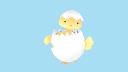 Quickie Chickie cute, chibi, chick, animals, chicken, cycle, duck, stylised, farm, handpainted, cartoon, lowpoly, characters, walk, animation