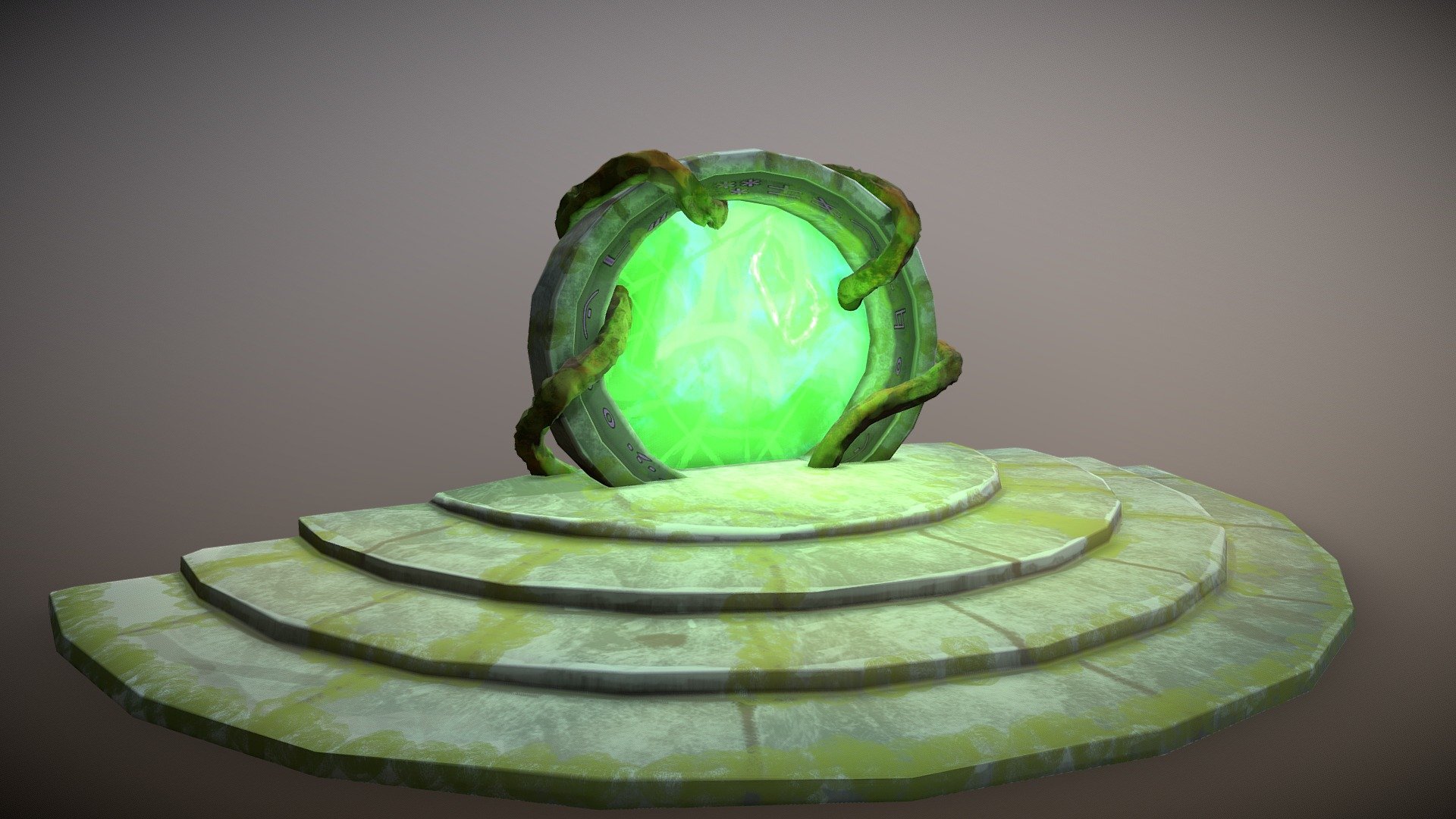 Stylized texture portal painted in Substance Painter. Great for fantasy stylized projects withing the forest to port one area to another, or even another demention 3d model