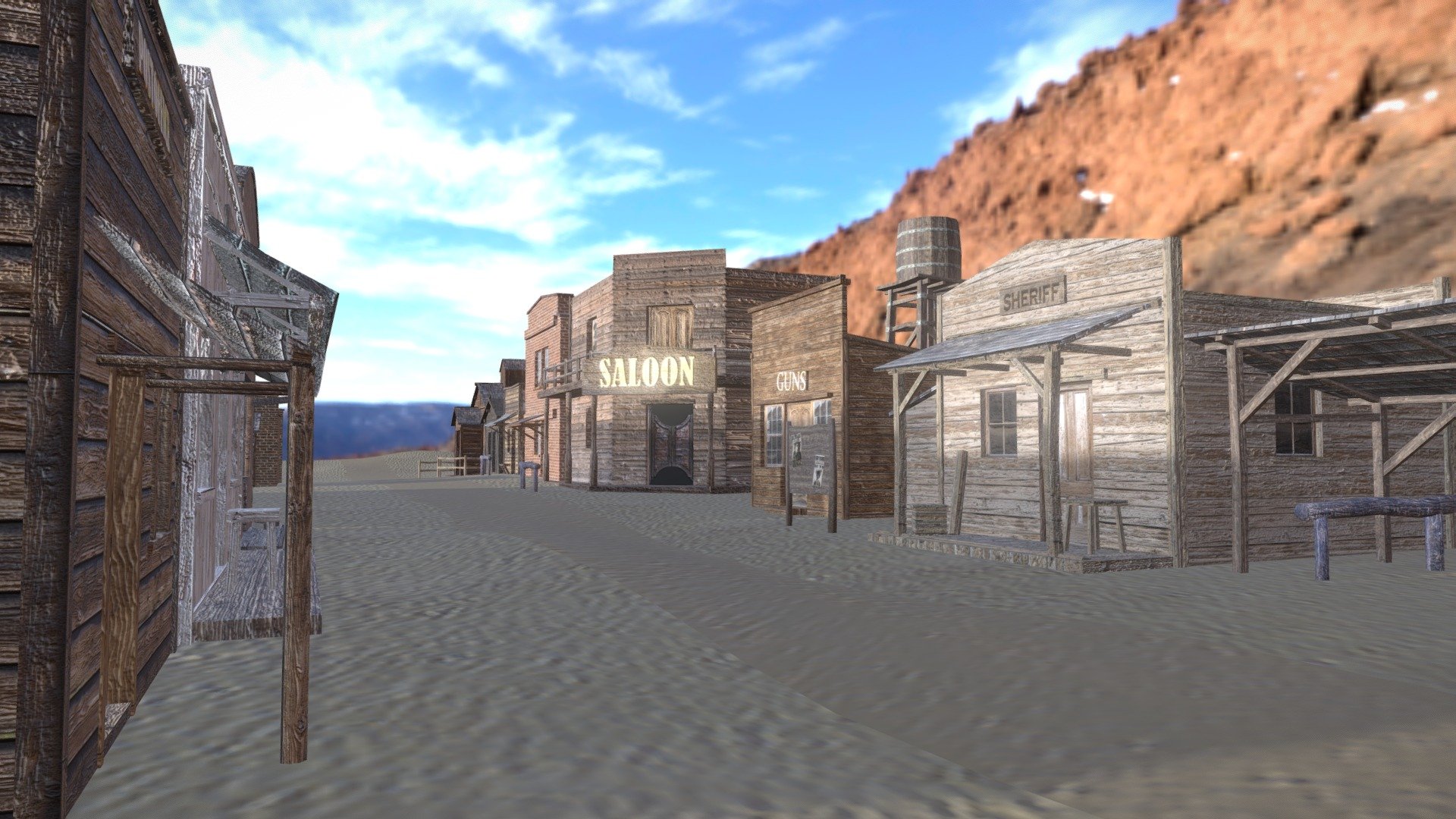 Town created in Blender v 2.77 - Western town - Buy Royalty Free 3D model by adam127 3d model