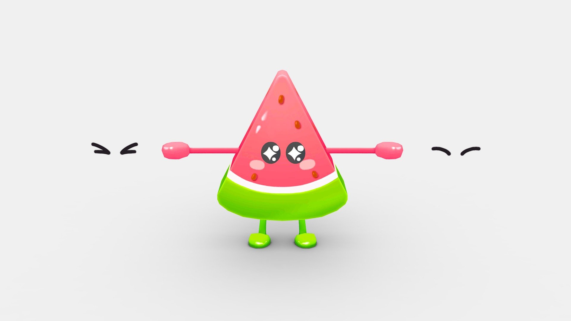 Cartoon watermelon monster - fruit mascot with expression - Cartoon watermelon- fruit mascot with expression - Buy Royalty Free 3D model by ler_cartoon (@lerrrrr) 3d model