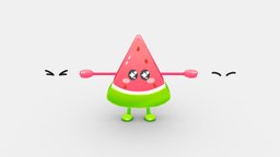 Cartoon watermelon- fruit mascot with expression