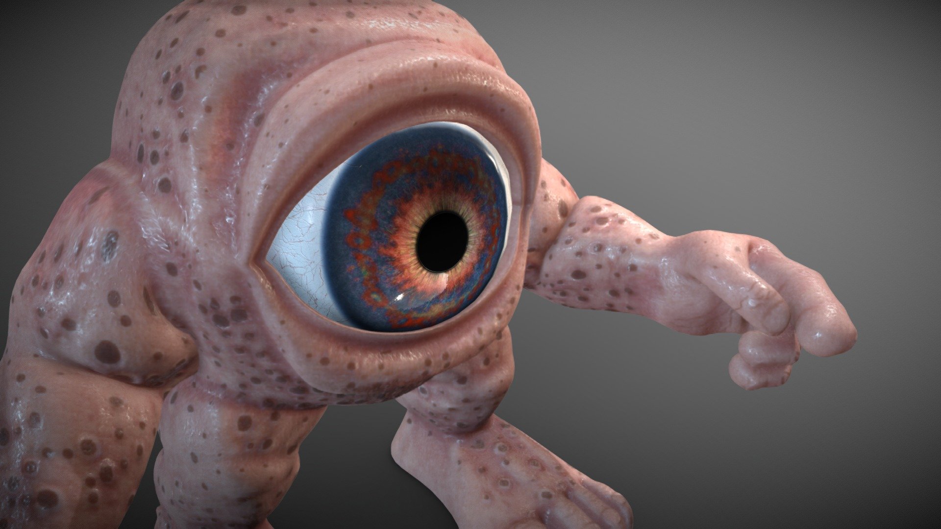 A Fantasy creature I created long ago. The beholders son is a chip of the ole block! He is supposed to crawl around dungeons as a spy for the bigger creatures and alert them to your presence! - Son of the Beholder - 3D model by jimanimator 3d model