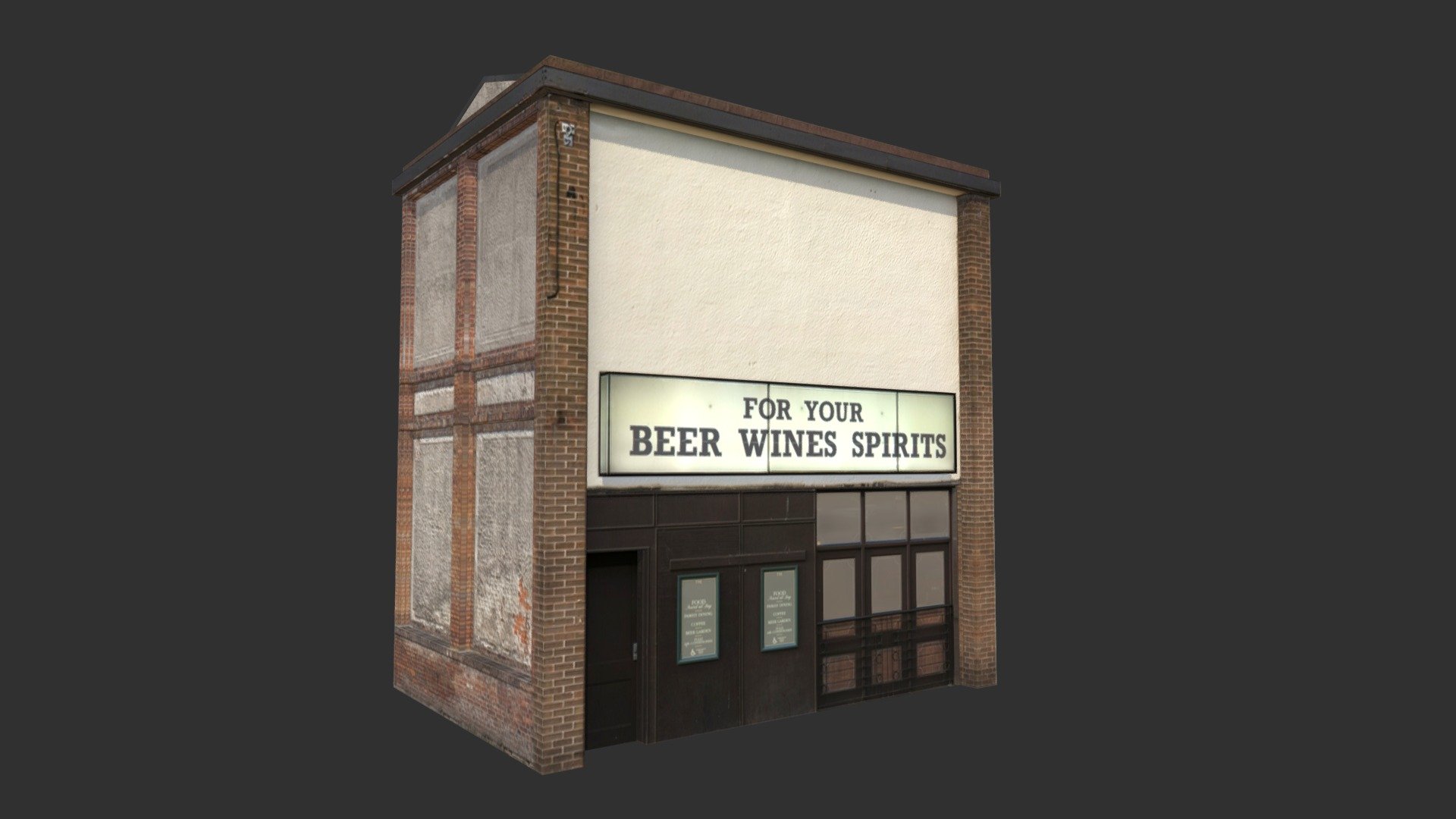 A 3D model of a low poly derelict building. Exterior only, no interior 3d model