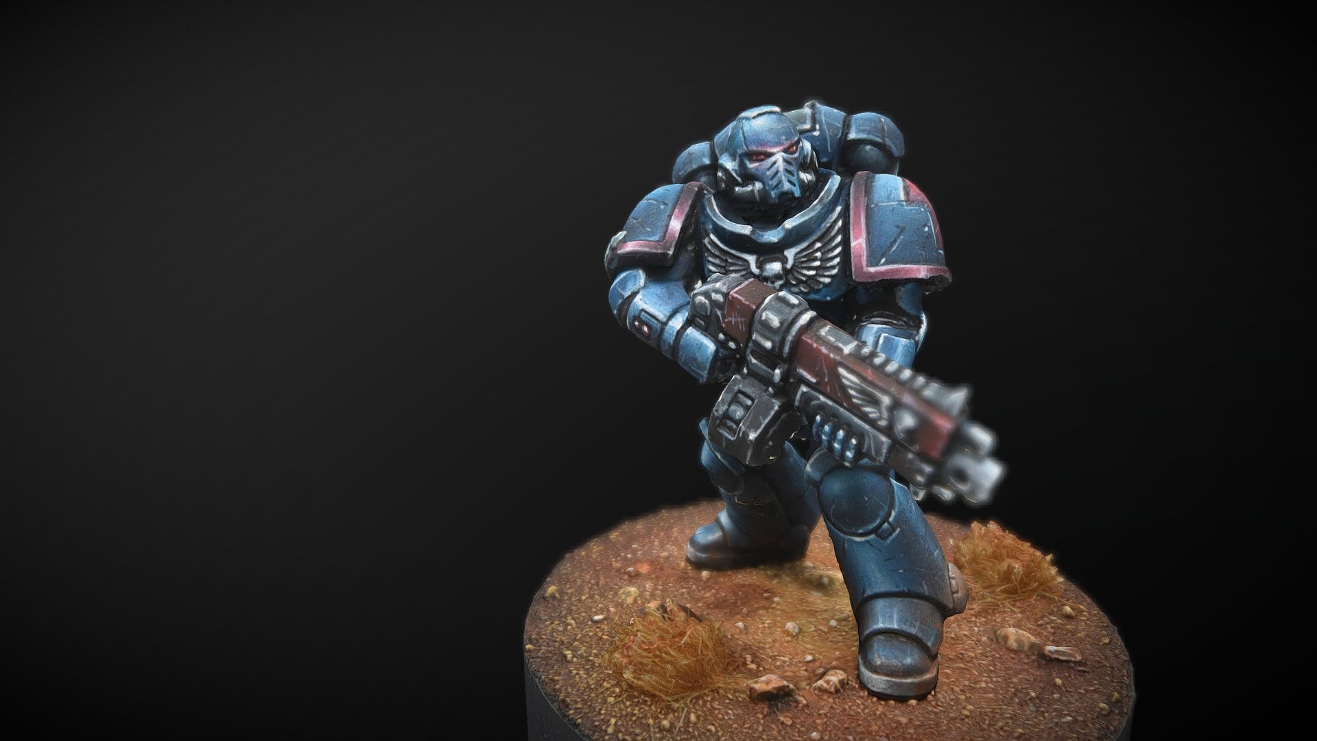 A painting test I made, trying to represent a very shiny metallic armour. The miniature is a Primaris Space Marine from the Warhammer 40k universe.

Reconstructed in metashape from 111 pictures 3d model