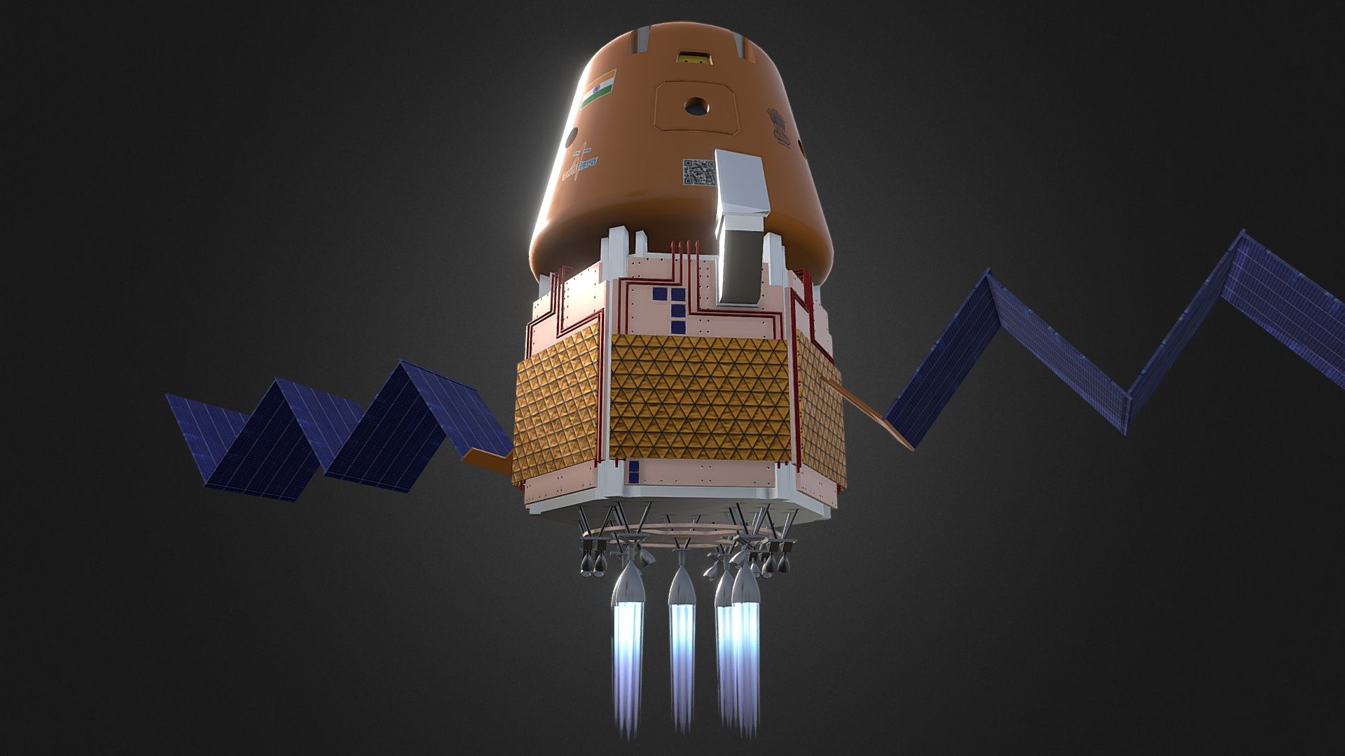 https://www.youtube.com/watch?v=Vjk5ZDacIE0&amp;ab_channel=JaizJose




ISRO Gaganyaan 3D model

Update 2.0 is here - more details added.

Crew Module

Service Module

Propulsion Module

Progress according to latest update from ISRO.

Details matched from Official ISRO references.

Please comment form Suggestions and Next model you want to see.
 - ISRO Gaganyaan -  Animated Solar Panel - Buy Royalty Free 3D model by the3dCartel 3d model