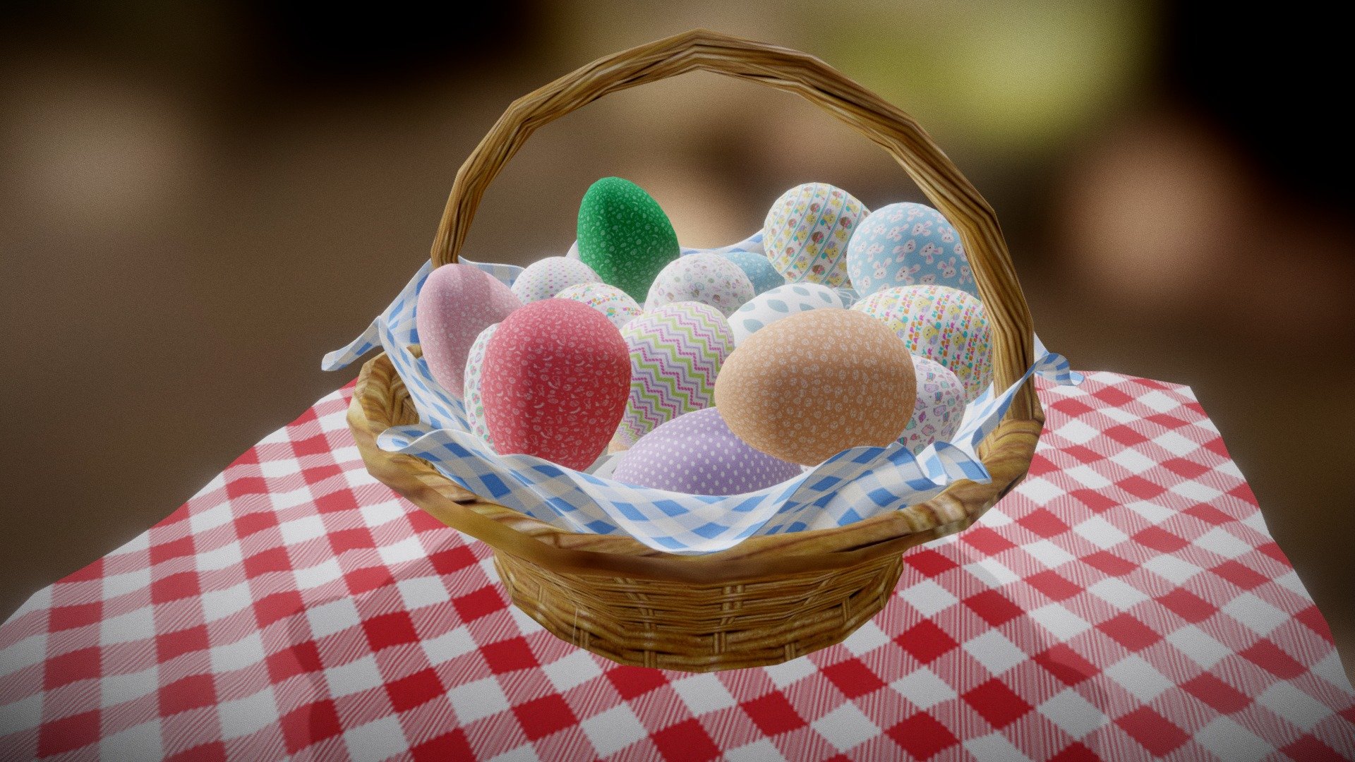 Low poly Easter Eggs with Basket for games - Easter Eggs with Basket - Low Poly - Download Free 3D model by Yacoob (@muammar.yacoob) 3d model
