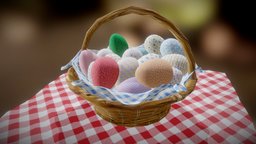 Easter Eggs with Basket bunny, basket, egg, easter, pasqua, low, poly