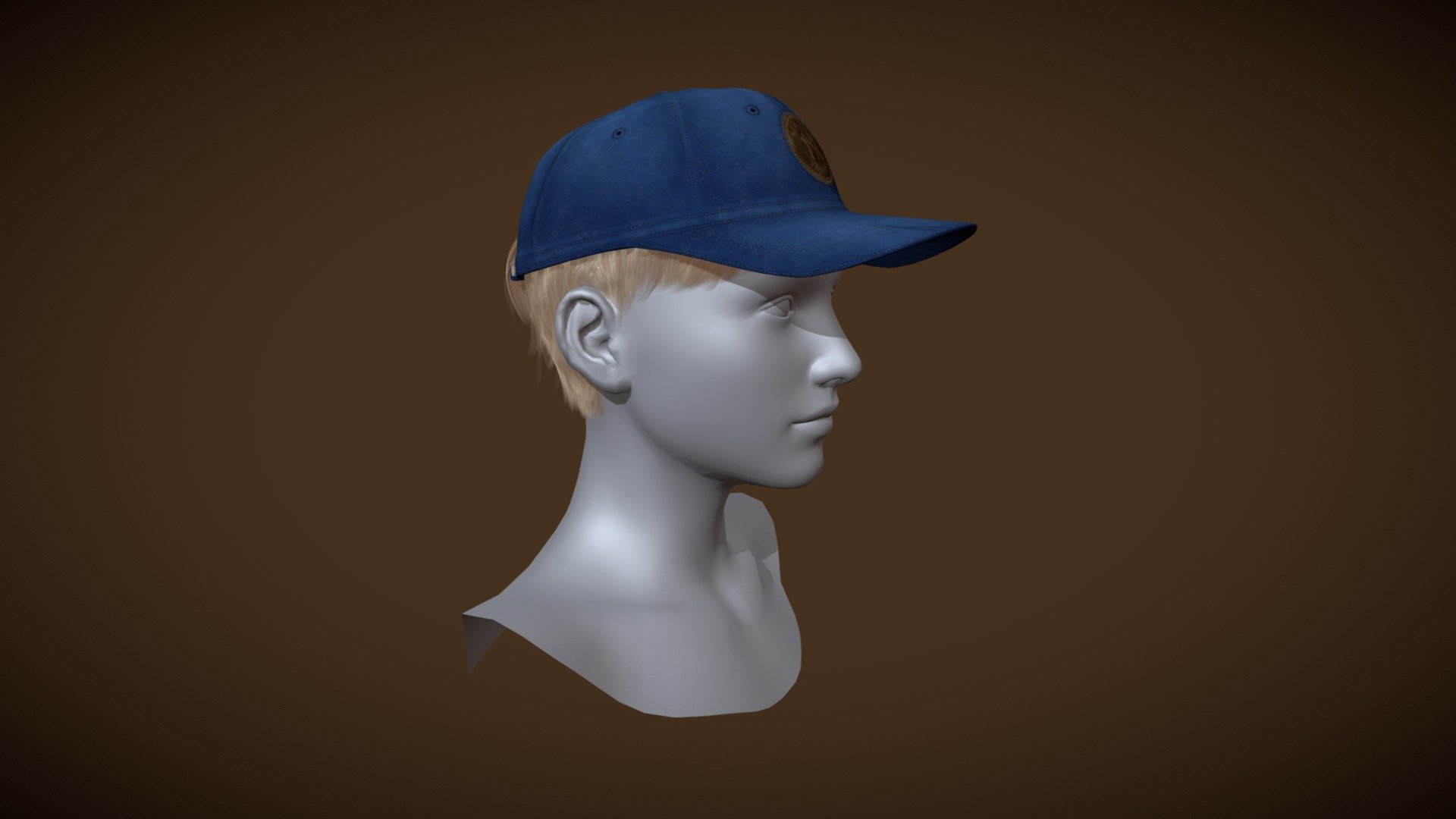 Usual baseball cap. Low poly - 998 quads.

First attempt at building hair with a mesh. Medium poly - approx. 38.000 quads.

The head was taken from the DAZ 3D Genesis 8 Female model 3d model