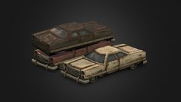 Clobbered Cars post-apocalyptic, wreck, coupe, destroyed, nuked, vehicle, car, fallout