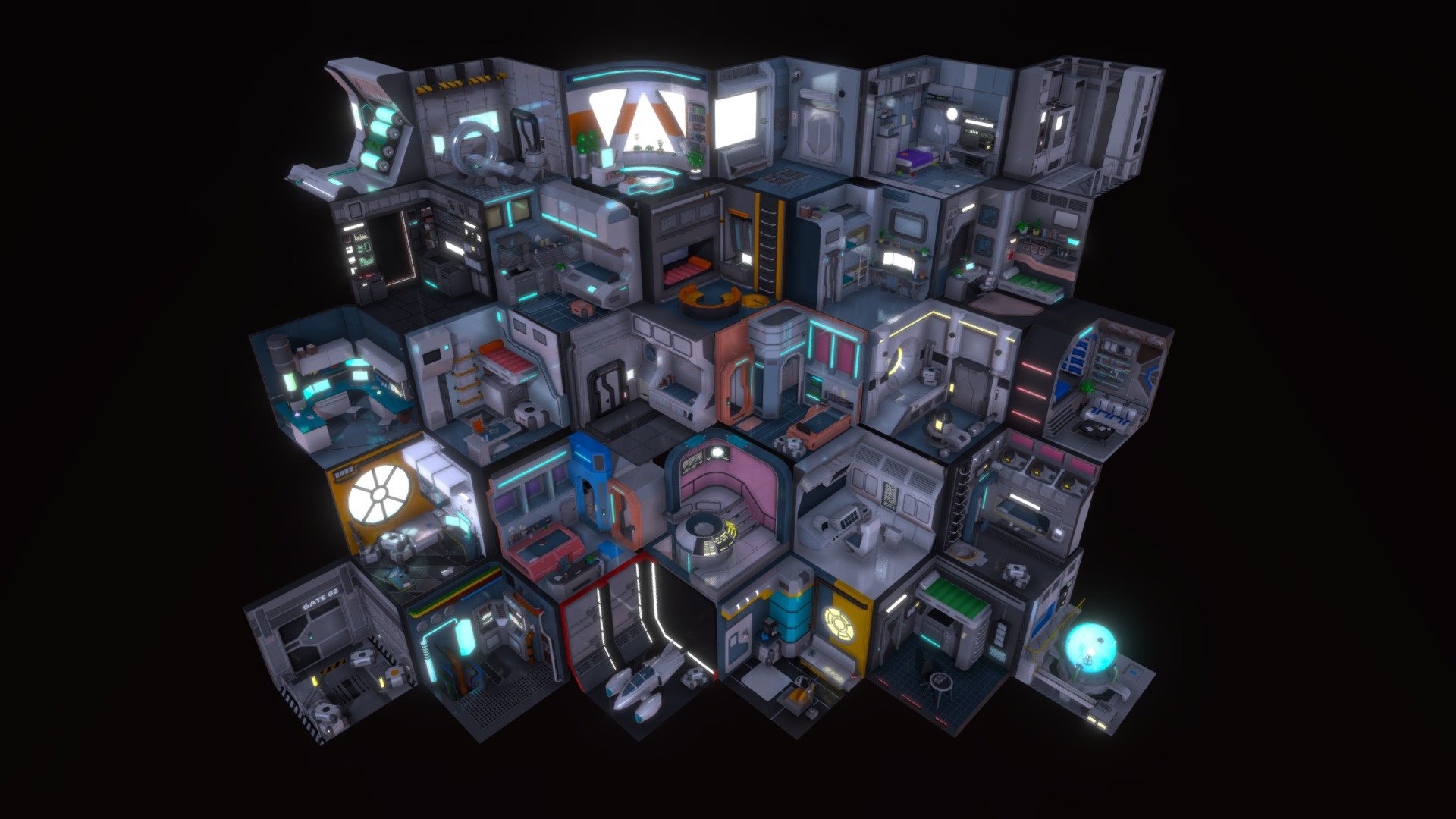 For all questions please write here: cod22010@mail.ru - Sci-Fi rooms Low poly - 3D model by heliken 3d model