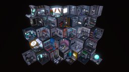Sci-Fi rooms Low poly spacestation, isometric, ski-fi, isometric-room, room-low-poly, interior, space