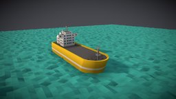 Low-Poly Empty Cargo Boat empty, cargo, low_poly, low-poly, lowpoly, boat