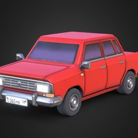 Moskvich 412 red, sedan, transport, unreal, russian, azlk, asset, vehicle, car, simple
