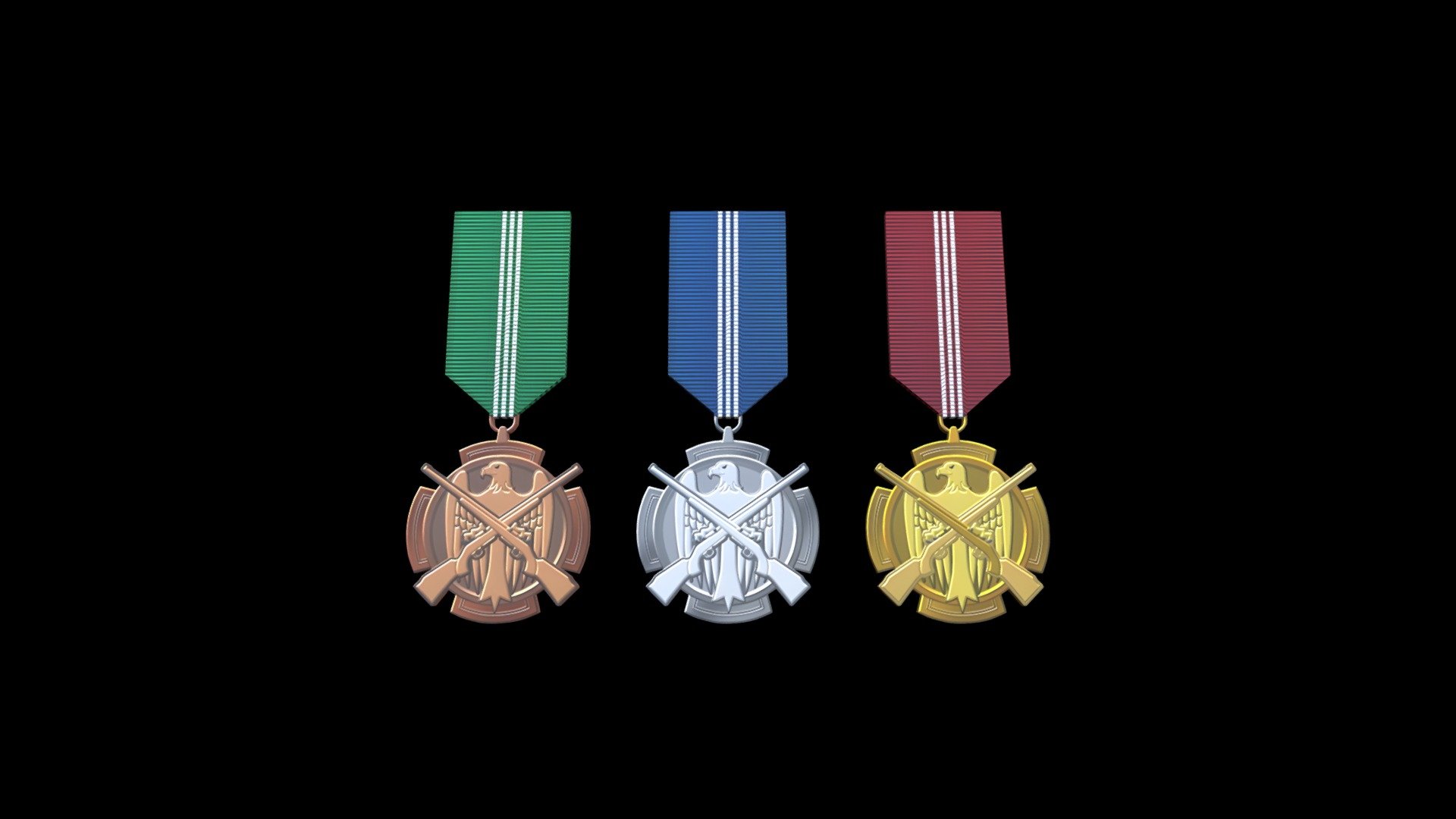 Marksman Medals form Ace Combat 7: Skies Unknown:

Bronze Marksman Medal, Silver Marksman Medal, Gold Marksman Medals

(Textures from https://acecombat.fandom.com/wiki/Ace_Combat_7:_Skies_Unknown/Medals) - Marksman Medals (Ace Combat 7) - Download Free 3D model by Luna Wallenstein (@Lunwaa) 3d model