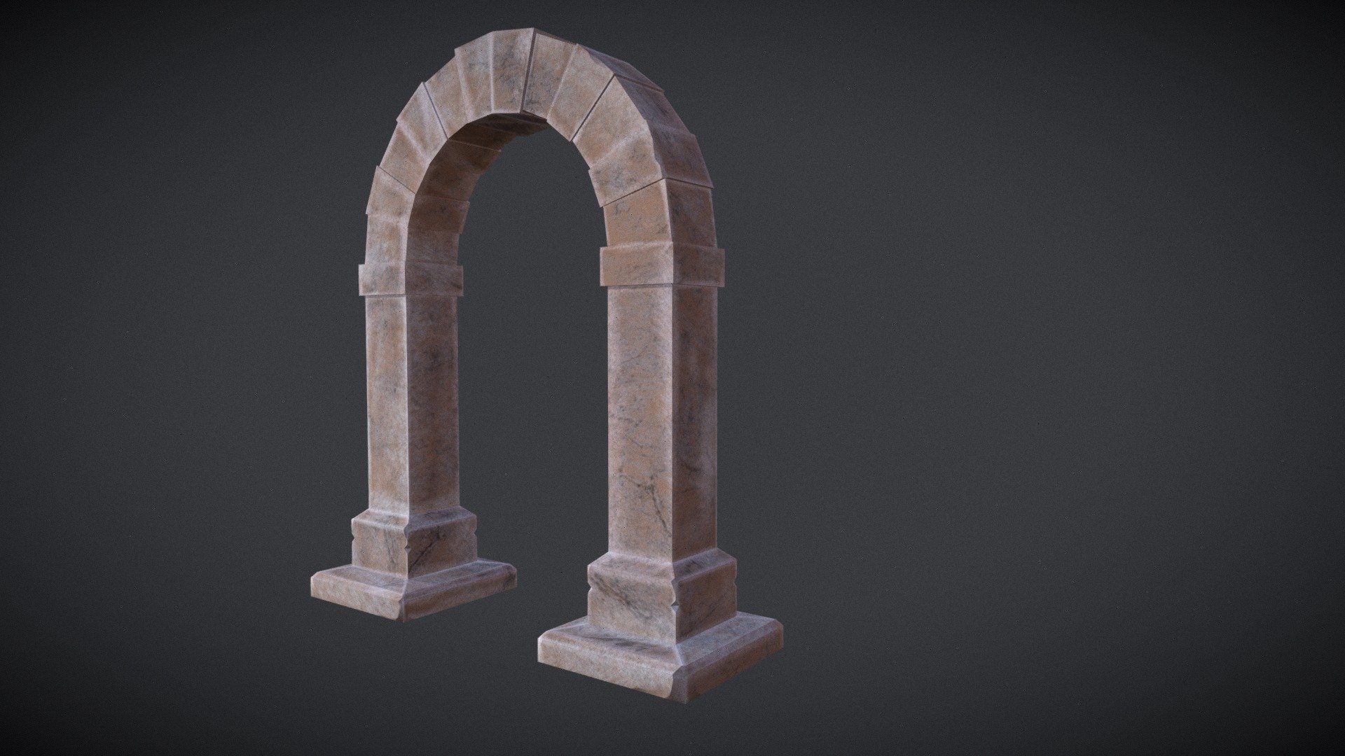 Game ready archway asset with baked normals and damage, inspired by sandstone and rusty rock textures, hand painted UVs 3d model