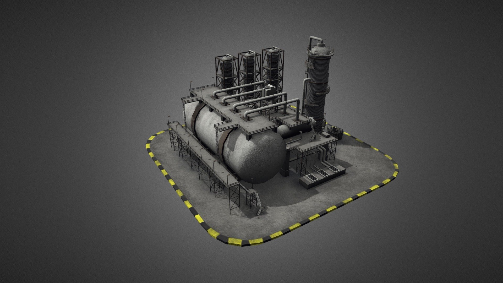 Low poly game-ready 3d model of an Oil Refinery 06 for Virtual Reality (VR), Augmented Reality (AR), games and other real-time apps 3d model