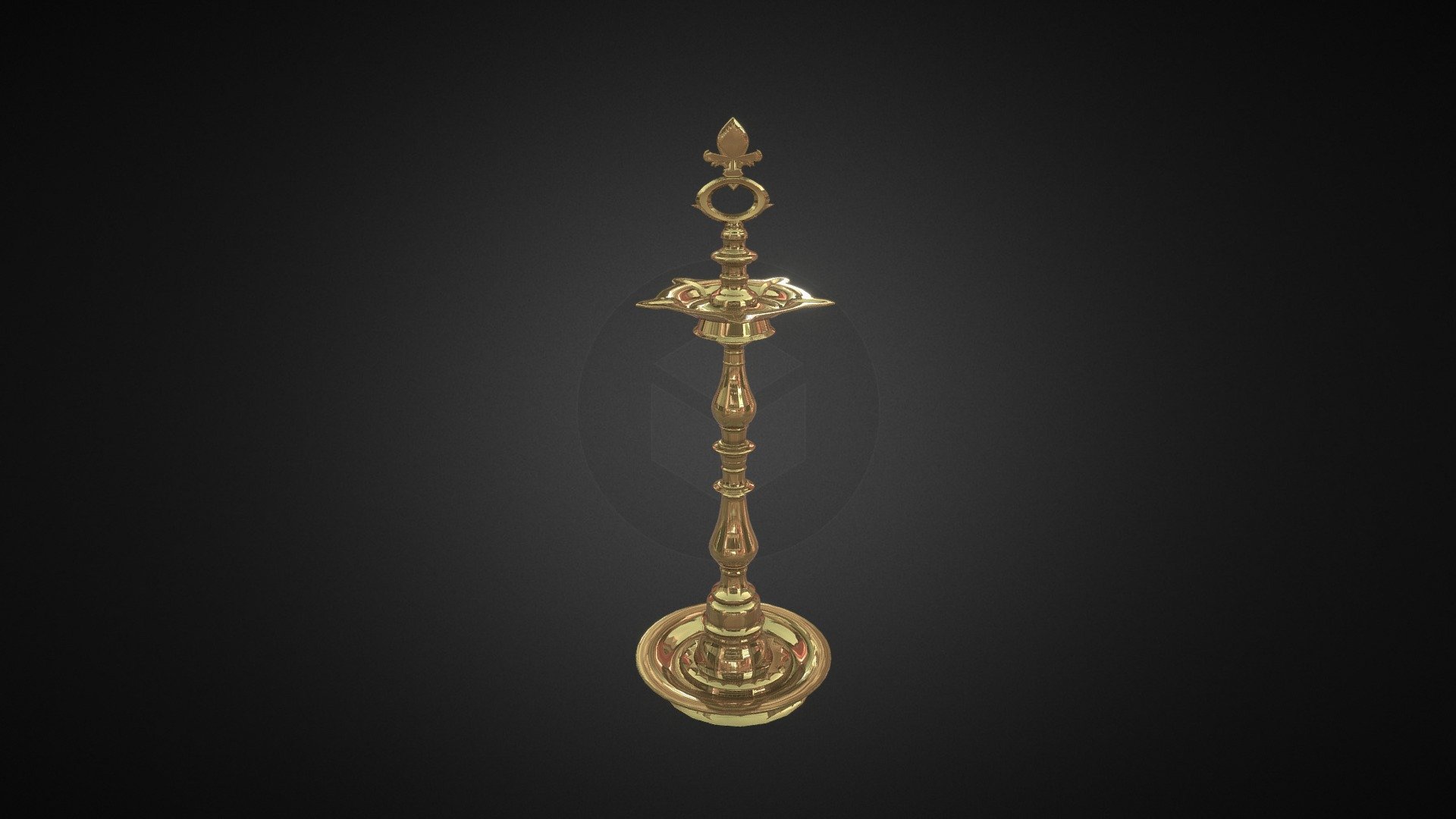 South Indian - Golden Lamp - 3D model by Kasivelv 3d model