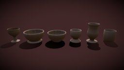 Cups_FBX medieval, pottery, clay, bowls, jugs