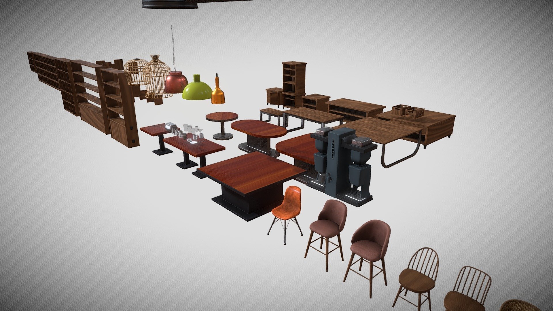 Total of 65 props &amp; prefabs for your games and scenes.

Perfect for modern cafes and restaurants.



-All props share one 8K material

-included are Unity HDRP &amp; URP versions + 5 EXTRA texture sets to add some variation to your tables 3d model