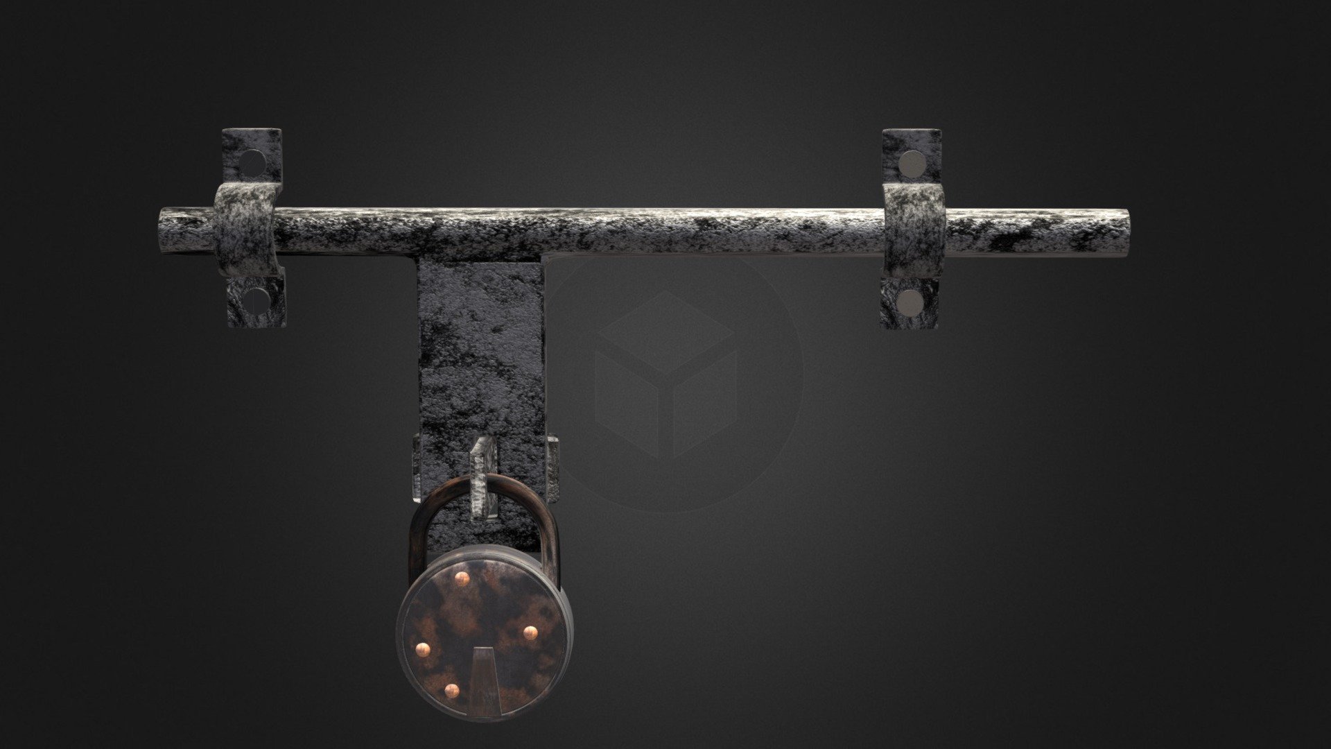 Rusted metal Knob and Lock made in 3ds max - Knob and lock - 3D model by Vaishnavi Vaidya (@vaishnav6308) 3d model