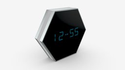 Alarm Clock 09 Modern modern, hour, time, lcd, clock, display, timer, alarm, isolated, dial, minute, reminder, 3d, pbr, digital, watch, electric, black, screen