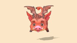 Cute Creature | Truffle Dragon flying, cute, pig, sculpting, piggy, fluffy, gradient, cutecreature, character, creature, zbrush, stylized, dragon, cutecreatureworkshop, daesdc2022, daesdc2022ccw, noai