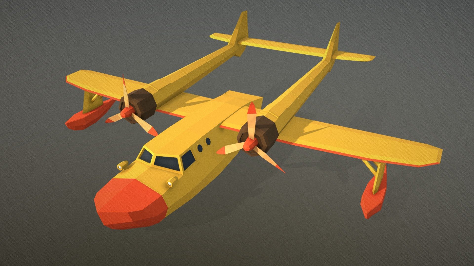 un avion de lac en low poly inspiré pas les tutoriels de polygon runway - Polygon-Runway's sea duck plane - Download Free 3D model by Nardeol 3d model