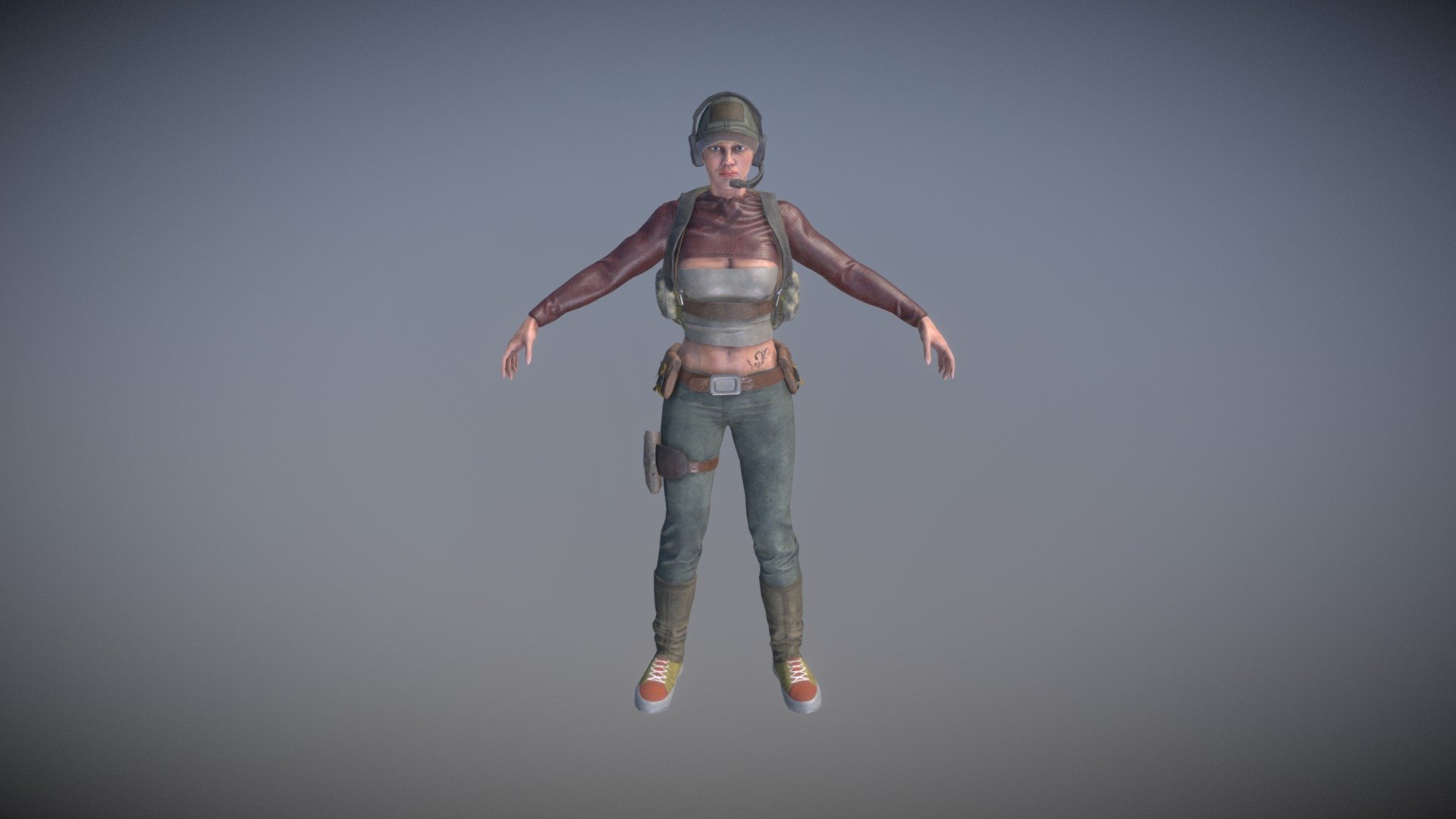 Package includes a Tpose Rigged Humanoid Character in FBX format, standard PBR textures, Unity PBR textures as well as Unreal PBR textures in 2k resolution. character is separated into 4 parts: backpack, head, clothes and pants. whole body is about 10k triangles, Backpack is 1.5k triangles 3d model