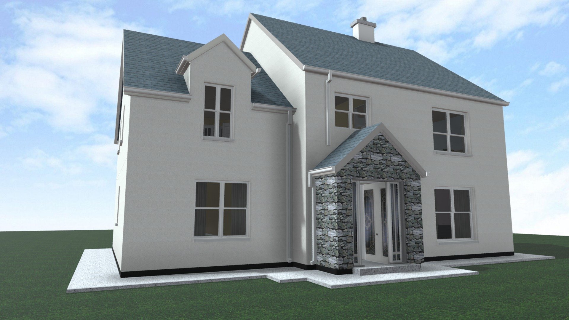 4 Bedroom House with Dormer - Buy Royalty Free 3D model by Virtual Teic (@dyb) 3d model