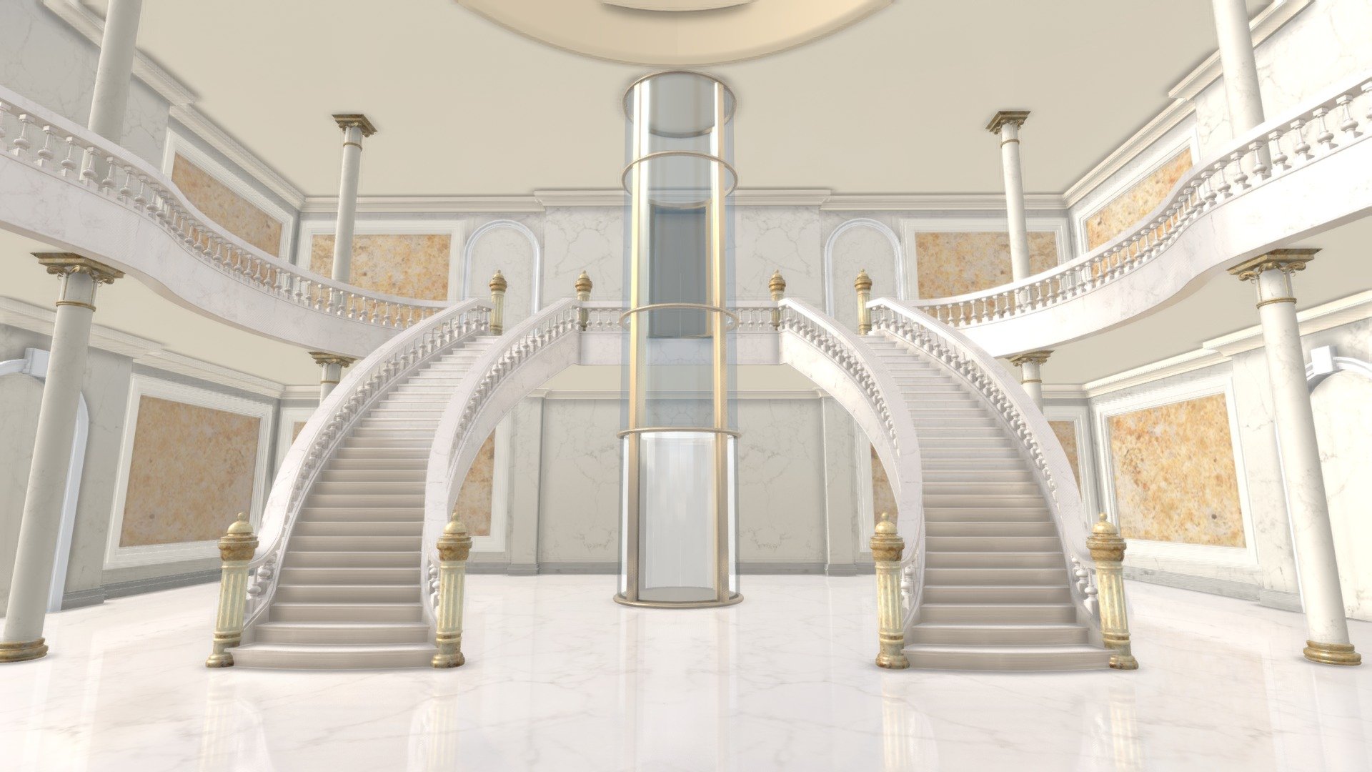 Staircase Art Gallery, scene has faked lighting.
Original files are available.
Its models and UVs are symmetrical.
FBX file size : 9.36MB

Click on the link to see more models : https://sketchfab.com/GbehnamG/store

If you need customized 3d models , feel free to contact at: mr.gbehnamg@yahoo.com - VR Interior Staircase Art Gallery Dec. 2020 - Buy Royalty Free 3D model by BehNaM (@GbehnamG) 3d model