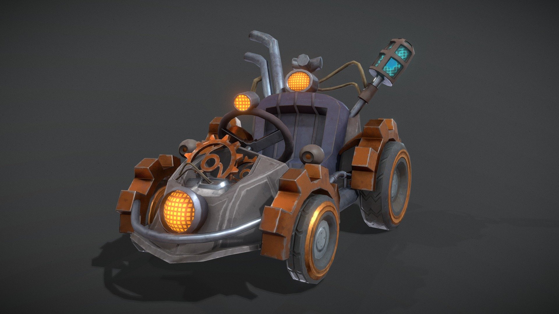 Modeled in Blender

Baked and Textured in Substance Painter - Steampunk Kart - Stylized Game Model - 3D model by Pyush Chamoli (@bladesides) 3d model