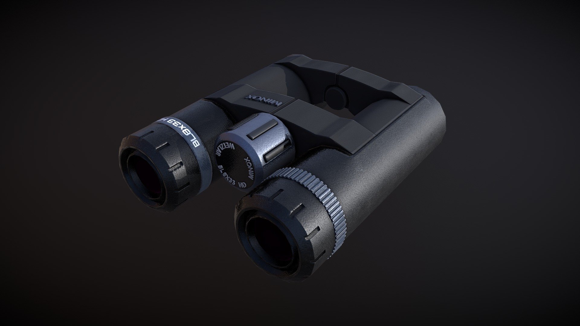 Minox Binoculars, life like high detail model with non over lapping manually placed UVs and PRB textures.
Hard edge modelling in Zbrush and textured in Substance Painter 3d model