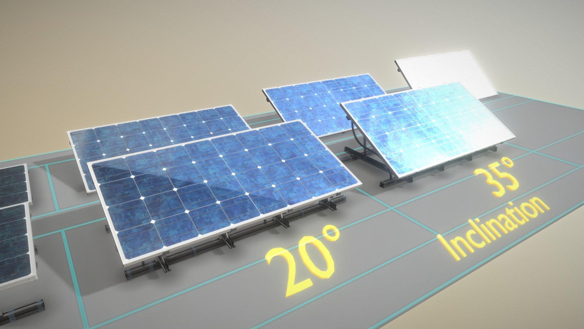 Here is a rigged solar module (4x8).




4x4 Version

Also as static ground and roof version with different inclination.




pbr textures in 8k resolution

ground part (9.836 triangles)

roof part (1.308 triangles)

How the solar panel looks in:


- Blender 2.79b

- Blender 2.8

- Unity-3d - Solar Panel 4x8 (Rigged) - Buy Royalty Free 3D model by VIS-All-3D (@VIS-All) 3d model