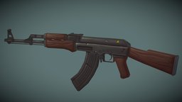 Low Poly Hand Painted Ak-47