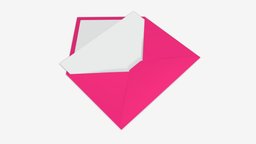 Envelope mockup 05 open pink white empty, card, template, paper, open, mail, pink, mockup, letter, mock, envelope, corporate, branding, postcard, message, blank, 3d, pbr, design