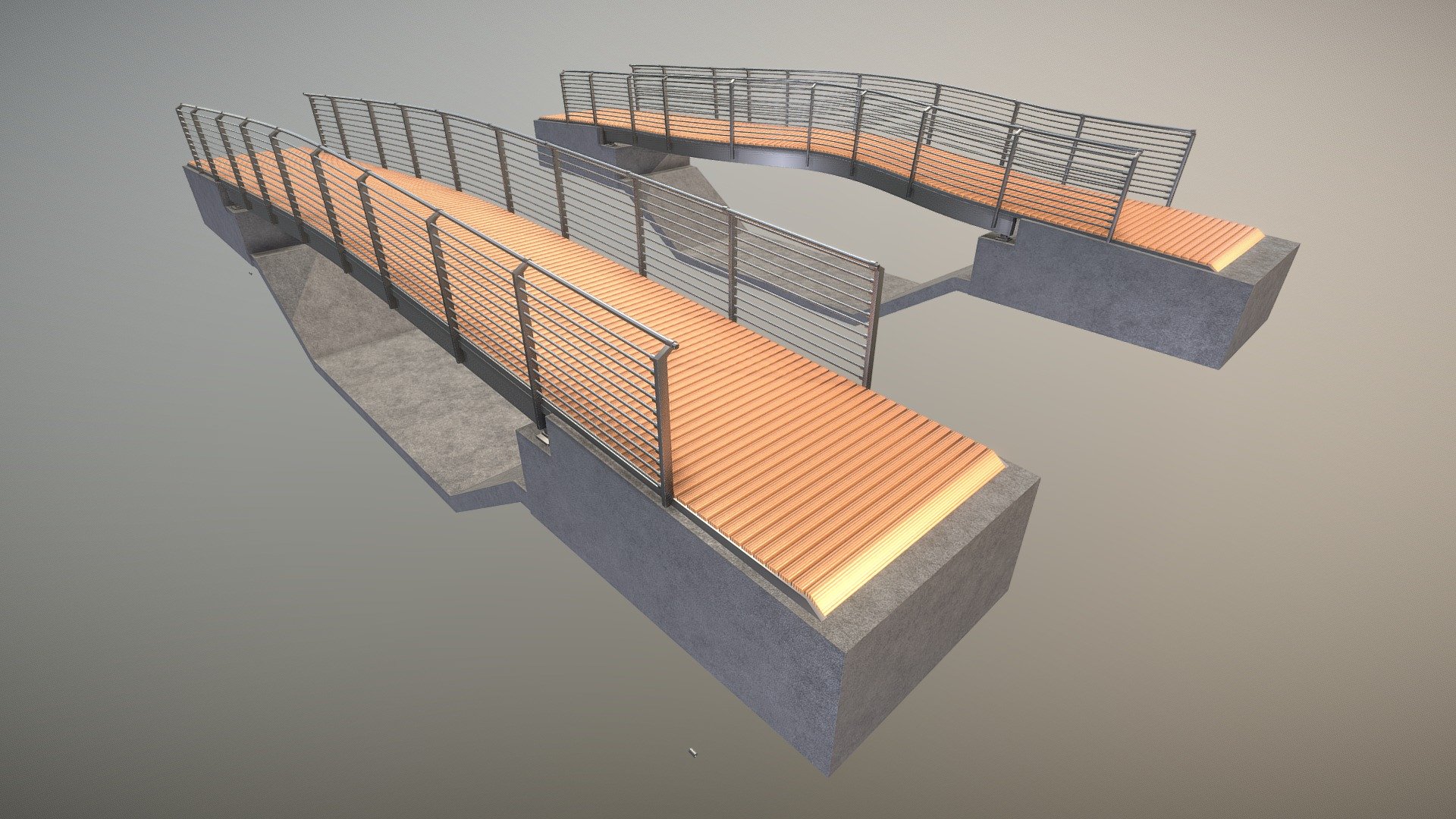 Here is a bicycle path bridge created for a visualization project.


Version 2










3d-modelled and textured by 3DHaupt in Blender-3D
 - Bicycle Path Bridge - Version 1 - Buy Royalty Free 3D model by VIS-All-3D (@VIS-All) 3d model