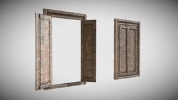 Old Indian Door Wood frame, carving, furniture, india, old, unwrap, pbr, wood, door