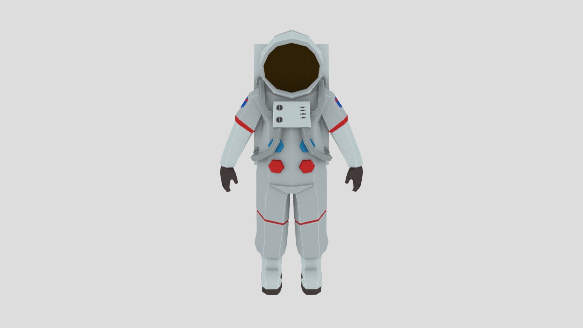 This 3D model is a NASA astronaut and I made it look low-poly so it looks outer-space. Also, I really liked the porportions of the spacesuit that NASA made.

Original model from Vectary 3D, thx! - Low-Poly Astronaut - 3D model by AllThingsSpace (@sunnychen753) 3d model