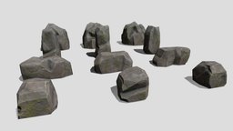 Stones ice, desert, rocks, sand, props, toxic, nature, stones, lowpoly, mobile, gameready, environment