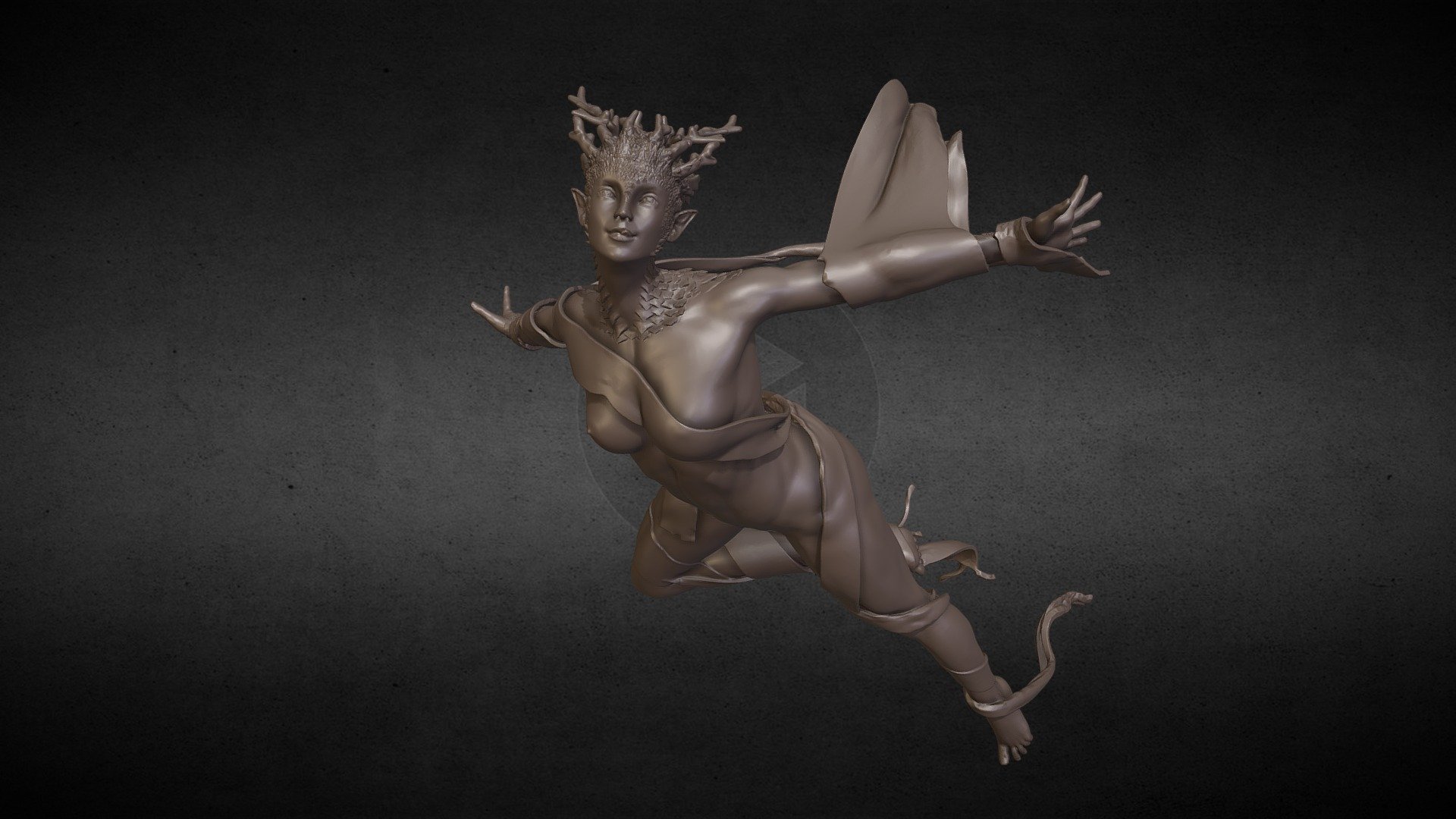 The representative of nymphs, a variety of dishonesty (daemons) that lives in forests, ponds and meadows. All nymphs are tightly connected with the surrounding ecosystem and, as part of it, lead a predominantly sedentary lifestyle. In most cases, they are benevolent or neutral towards representatives of other races (except for dryads - forest nymphs who can be aggressive).

Low detail figure you can get in  https://www.thingiverse.com/thing:3750291

Bust version you can get for free in https://skfb.ly/6THVU

My patreon https://www.patreon.com/ill_drakon

My instagram https://www.instagram.com/drakon_ill - When the nymphs learn to fly. 3D printable - 3D model by ill_drakon 3d model