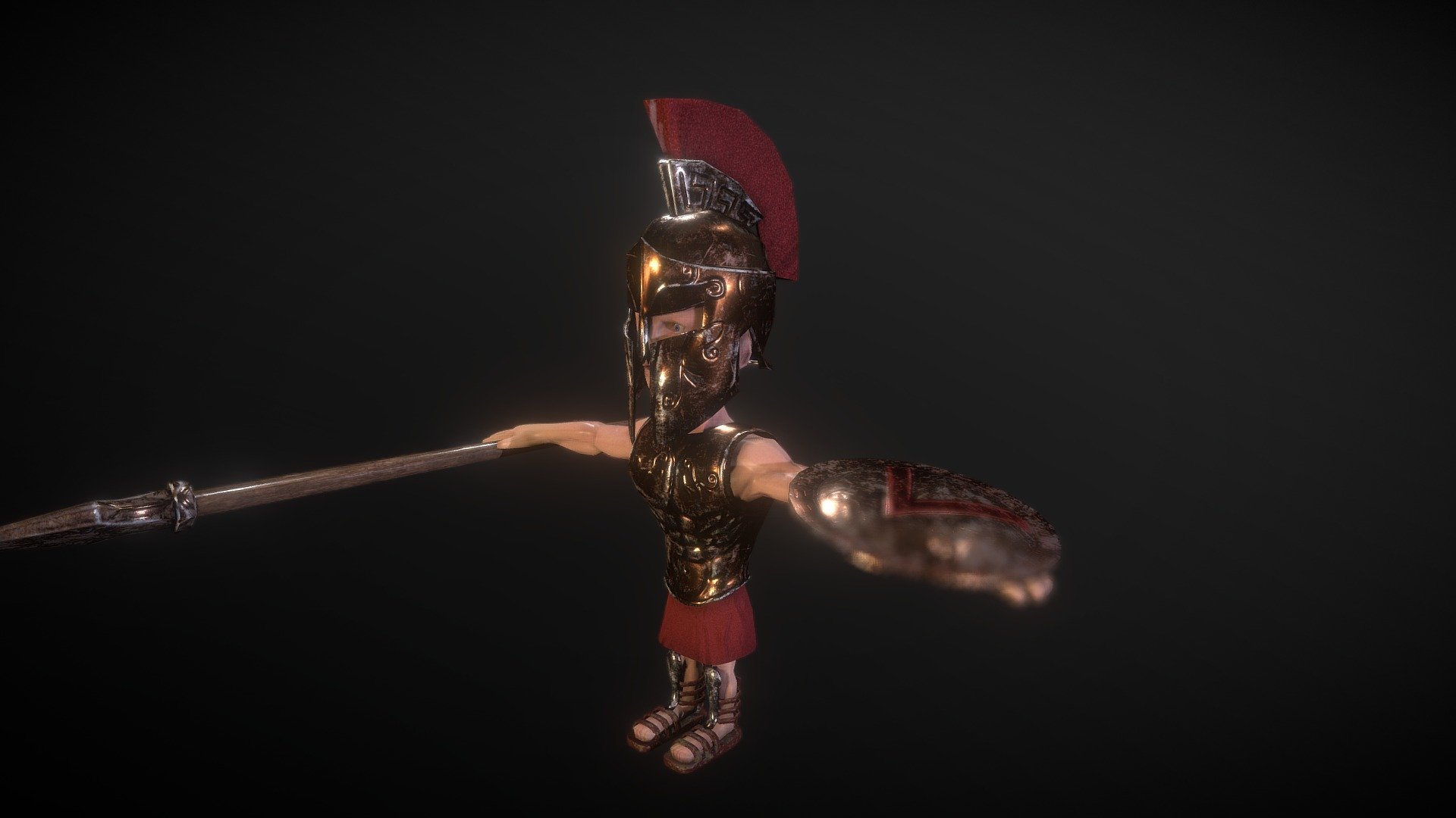 Low Poly Test For Gaming Cartoon Spartan Hoplite Modelling Done in (Blender 3D) so It doesn't need retopology Sculpted in (ZBrush 4R7) Texured in (Substance Painter) Sill Needs Rig And Pose :D - Cartoon Spartan Hoplite - 3D model by Mohab Fawzy (@MohabFawzy3D) 3d model