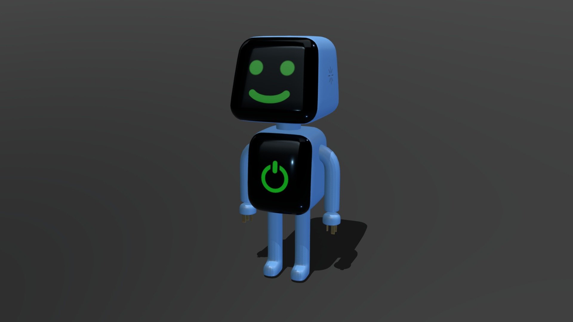I-Bot is an AI companion to keep you company. With touch screens and voice commands, I-Bot allows endless interaction, speaks any language, can help you with homework, and even jams with you. It is truly limitless.

This little guy was originally made in 2d to be included in an animation but i later decided to make it a 3D model. 
created using Maya and textured using Substance Painter 3d model