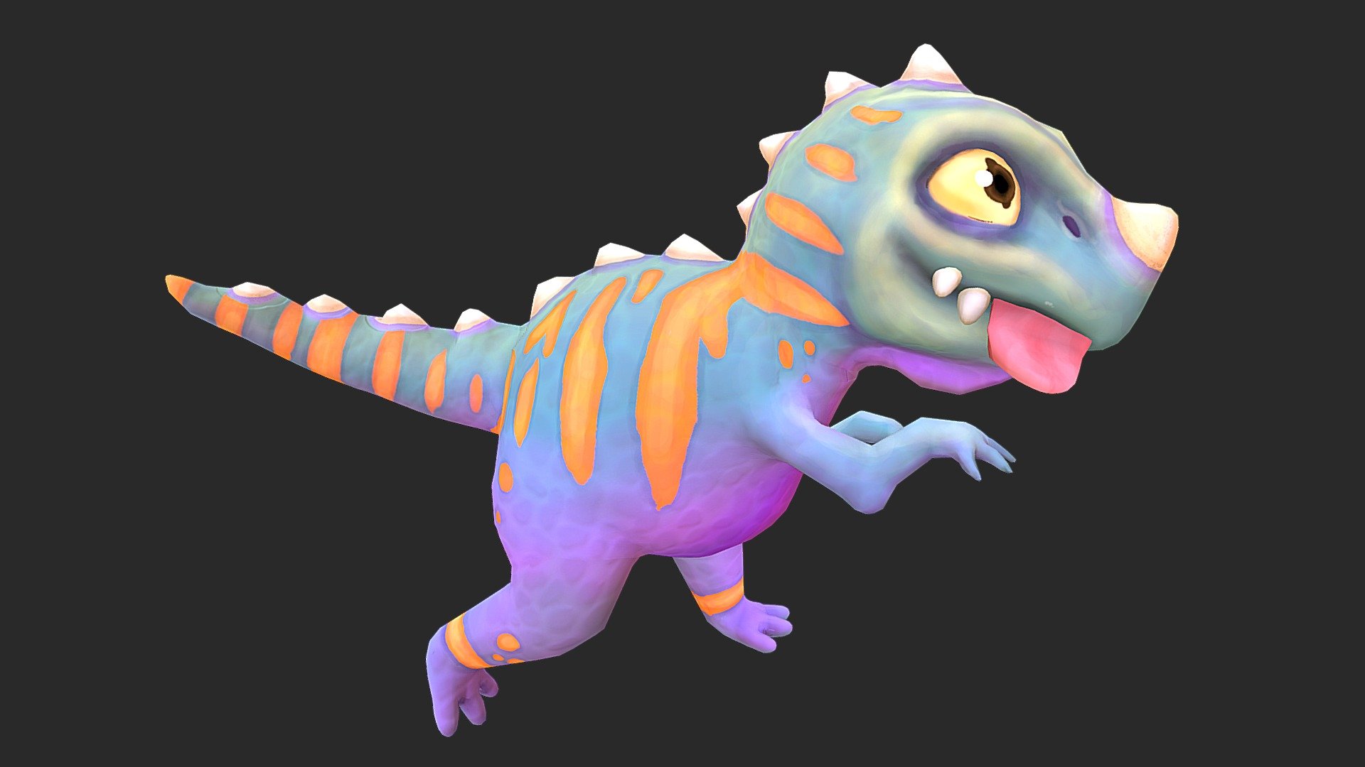 This is a baby dinosaur i made just for fun. It is hand painted, and animated as well. Hope you enjoy. I'll send original Maya file if needed 3d model