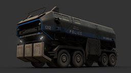 Dystopian Heavy Truck police, truck, pig, armored, heavy, cyberpunk, cop, apc, swat, authority, vehicle, pbr, lowpoly, scifi, military, sci-fi, gameasset, gameready, noai