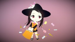 Tomoka Halloween chibi, candy, tomoka, nenderoid, witch, halloween